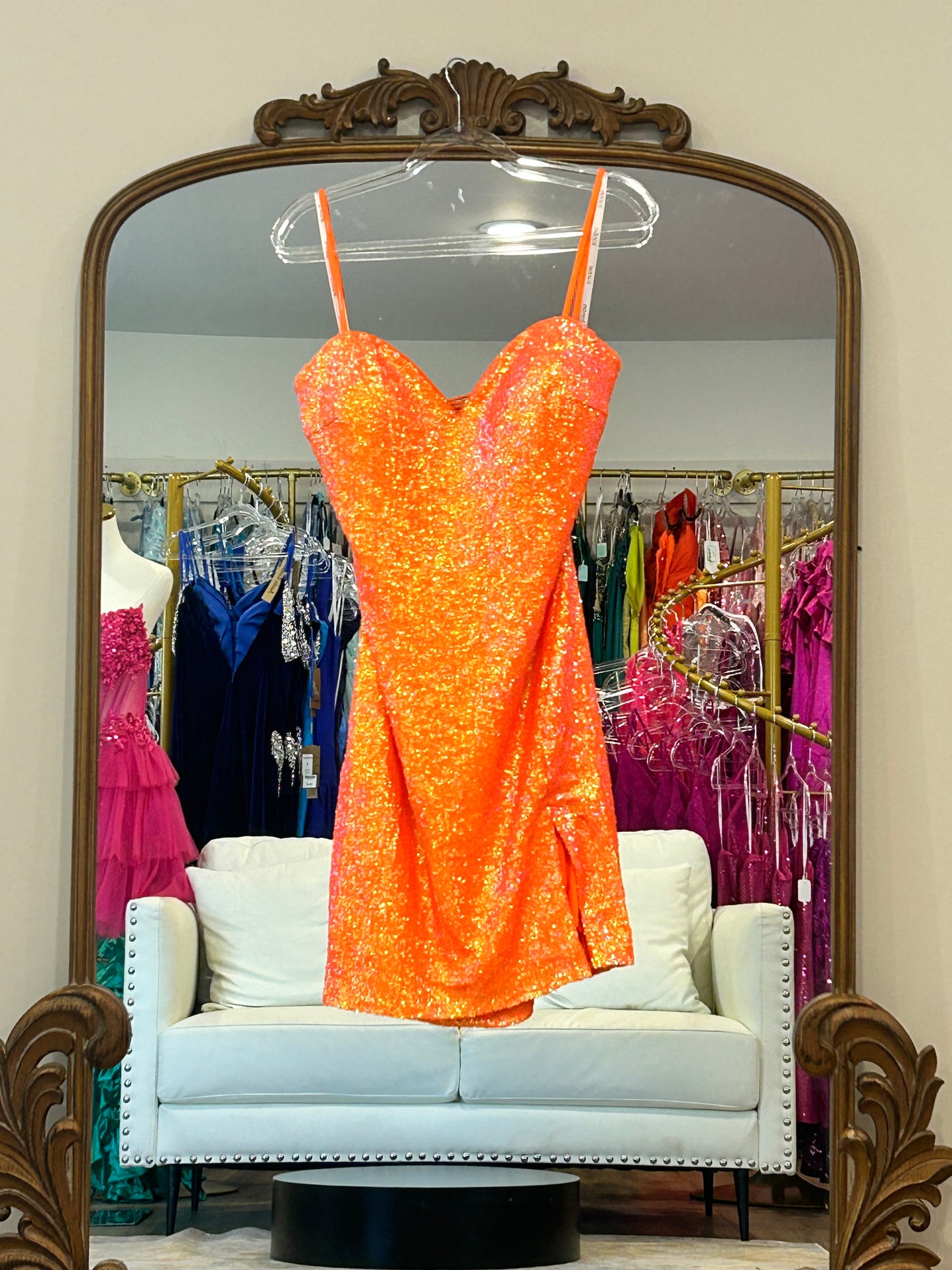 Jovani Orange cocktail with corset back NWT sz 16