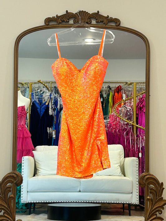 Jovani Orange cocktail with corset back NWT sz 16